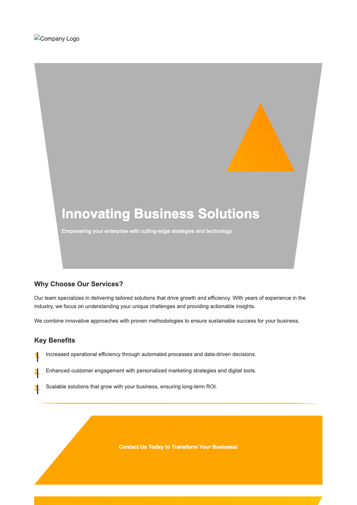 Modern orange and white geometric design template with placeholder text and logo space_variant_1